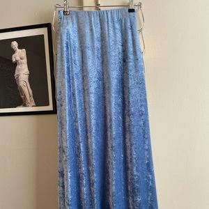 Blue velour high waisted skirt